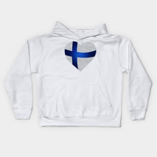 Suomi Finland heart shaped flag Kids Hoodie